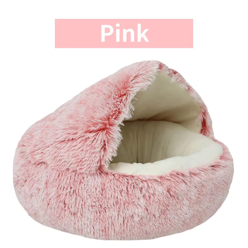 SnuggleNest™ 2-in-1 Plush Cat Bed – Cozy Cave & Cushion