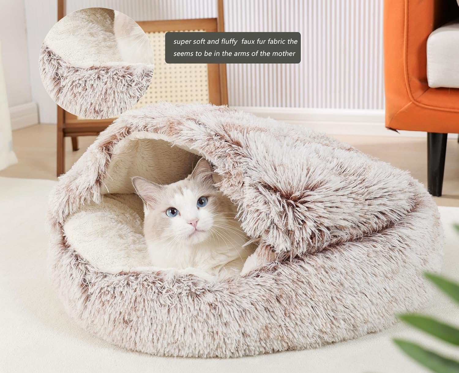 2-in-1 Round Cushion & Warm Pet House for Cats and Small Dogs