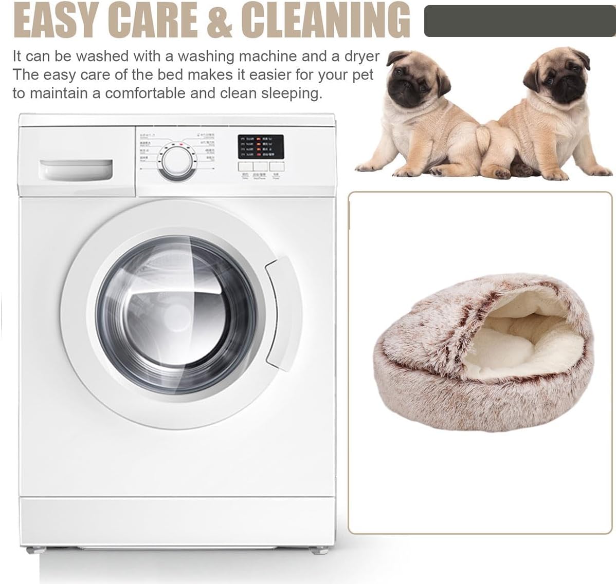 2-in-1 Round Cushion & Warm Pet House for Cats and Small Dogs