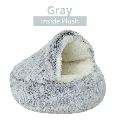 SnuggleNest™ 2-in-1 Plush Cat Bed – Cozy Cave & Cushion