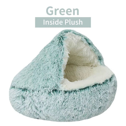 SnuggleNest™ 2-in-1 Plush Cat Bed – Cozy Cave & Cushion