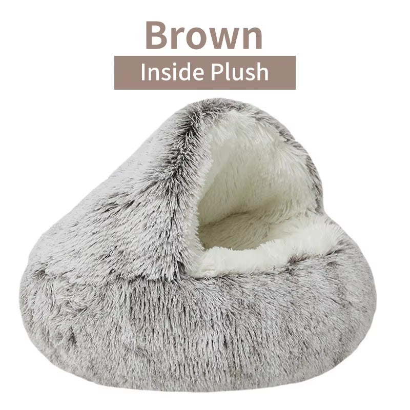 SnuggleNest™ 2-in-1 Plush Cat Bed – Cozy Cave & Cushion
