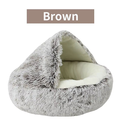 SnuggleNest™ 2-in-1 Plush Cat Bed – Cozy Cave & Cushion